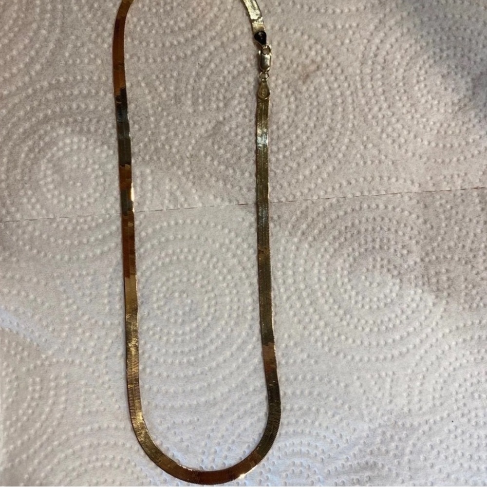 New thick 14K gold filled herringbone chain necklace on 925 sterling silver - Picture 5 of 6